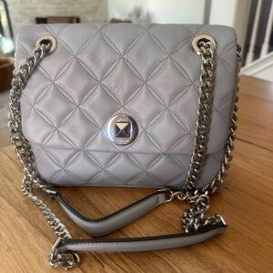 Kate Spade Gray/Light Blueish Quilted Chain Shoulder Bag